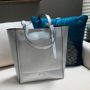 Rebecca Minkoff Stella Metallic Silver Leather Tote